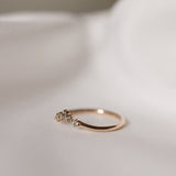 Five Diamond Triangle Ring with Olive Green Sapphires
