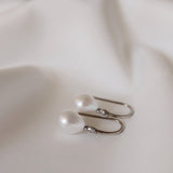 Drop Pearl Earrings with Marquise-Cut Diamonds (Pair)