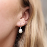 Drop Pearl Earrings with Marquise-Cut Diamonds (Pair)
