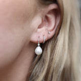 Drop Pearl Earrings with Marquise-Cut Diamonds (Pair)