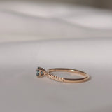 Start Bidding: Mini Elise Ring with Diamond and Olive Green Sapphires