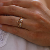Five Diamond Triangle Ring with Champagne Diamonds