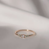 Start Bidding: Mini Elise Ring with Diamond and Olive Green Sapphires