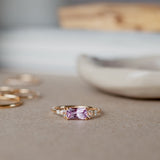 One-Of-A-Kind Cluster Ring with a Purplish Pink Sapphire, Salt and Pepper Diamonds and Diamonds (1.06 CT)