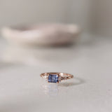 One-Of-A-Kind Cluster Ring with an Indigo Blue Sapphire and Diamonds in Rose Gold (0.69 CT)