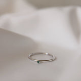 Tiny Diamond Ring With Emerald