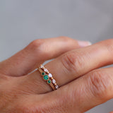 Vintage Style Mini Edith Ring with Emeralds (New model!)