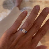 Edith Ring with 1.29 CT Diamond and two 0.55 CT Blue Sapphires (Total 2.40 CT)