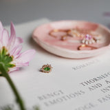 One-of-a-Kind Stud Earring with Green Tourmaline Drop and a Halo of Diamond Brilliants