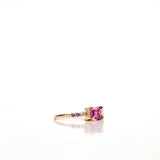 One-of-a-Kind Cluster Ring with an Emerald-Cut Hot Pink Sapphire, Diamonds TWVS and Lavender Sapphires