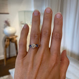 Edith Ring with 1.29 CT Diamond and two 0.55 CT Blue Sapphires (Total 2.40 CT)