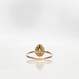 One-of-a-Kind Drop Ring with a Green Tourmaline Drop and a Halo of Black and White Diamond Brilliants