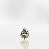 One-of-a-Kind Stud Earring with Green Tourmaline Drop and a Halo of Diamond Brilliants
