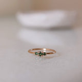 Finished: Mini Edith Ring with Dark Green Tourmalines