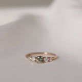Finished: Elise Ring 0.55 CT with Olive Green Sapphire and Diamonds