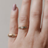 Finished: Elise Ring with Diamond and Olive Green Sapphires