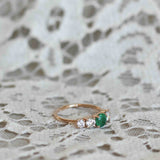 Custom Elise Ring with Emerald and Diamonds (Ca 1.0 CT)