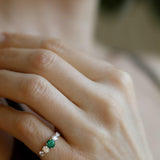 Custom Elise Ring with Emerald and Diamonds (Ca 1.0 CT)