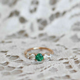 Custom Elise Ring with Emerald and Diamonds (Ca 1.0 CT)