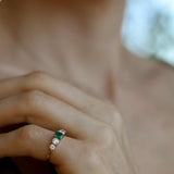 Custom Elise Ring with Emerald and Diamonds (Ca 1.0 CT)