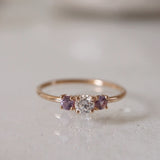 Finished: Edith Ring with Diamond and Pinkish Purple Sapphires
