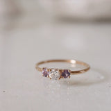 Finished: Edith Ring with Diamond and Pinkish Purple Sapphires