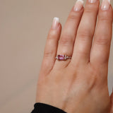 One-of-a-Kind Cluster Ring with an Emerald-Cut Hot Pink Sapphire, Diamonds TWVS and Lavender Sapphires