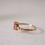 One-of-a-Kind Cluster Ring with an Emerald-Cut Hot Pink Sapphire, Diamonds TWVS and Lavender Sapphires