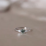 One-Of-A-Kind Edith Ring with Thyme Green Sapphire and Drop Diamonds