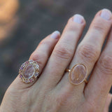 Statement Ring with Beige Rutile Quartz and Vintage Decor