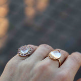Statement Ring with Beige Rutile Quartz and Vintage Decor