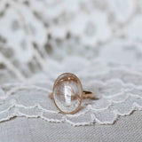 Statement Ring with Beige Rutile Quartz and Vintage Decor