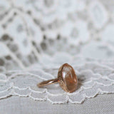 Statement Ring with Beige Rutile Quartz and Vintage Decor