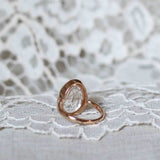 Statement Ring with Beige Rutile Quartz and Vintage Decor