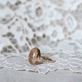 Statement Ring with Beige Rutile Quartz and Vintage Decor