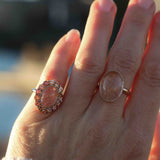 Statement Ring with Beige Rutile Quartz and Vintage Decor