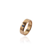 One-off Ben Ring with a dark blue sapphire