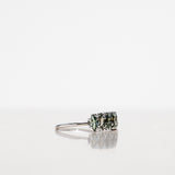 One-Of-A-Kind Art Deco Diamond Ring with Marquise-Cut Olive Green Sapphires and Brilliant Diamonds (Total 1.38 CT)