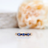 Finished: Brigitte Ring with Light Blue Sapphires & Dark Blue Sapphires