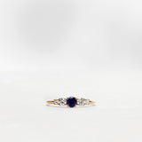 Finished: Elise Ring with Dark Blue Sapphire and Diamonds TWVS