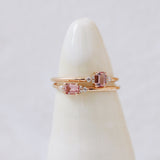 One-Of-A-Kind Cluster Ring with an Emerald Cut Padparadscha Sapphire and Diamonds (0.27 CT)