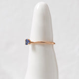 Finished: Low Set Not At All Tiny Diamond Ring with Blue Sapphire