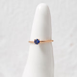 Finished: Low Set Not At All Tiny Diamond Ring with Blue Sapphire
