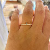 Finished: Lily Tiny Drop Ring with Olive Green Sapphire Drop and Diamond Row