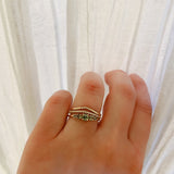 Finished: Elise Ring with Olive Green Sapphires