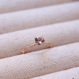 Finished: Low Set Solitaire Sparkle Ring with Light Pink Morganite and Champagne Diamonds