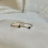 Finished: Low Set Not So Tiny Ring with Dark Green Tourmaline - White Gold
