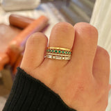 Finished: Astrid Vintage Band (Top Covered) with Green Emeralds