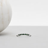 Finished: Idun Curved Diamond Band in White Gold with Dark Green Tourmalines and Diamonds TWVS