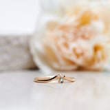Finished: Lily Fallen Drop Ring with an Olive Green Sapphire Drop and Three Brilliant Diamonds